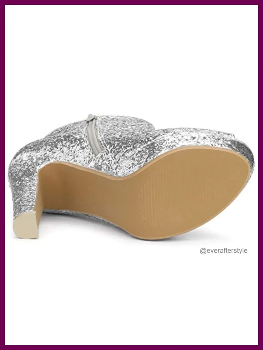 Glitter Platform Chunky Heeled Open Toe Ankle Boots with Zip Closure